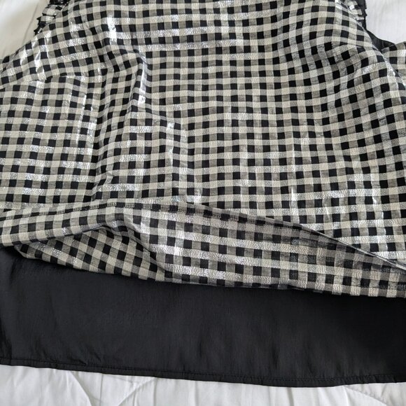 J. Crew Top Women's Medium Silver Black Lurex Sleeveless Metallic Ruffle NWT - Picture 13 of 15